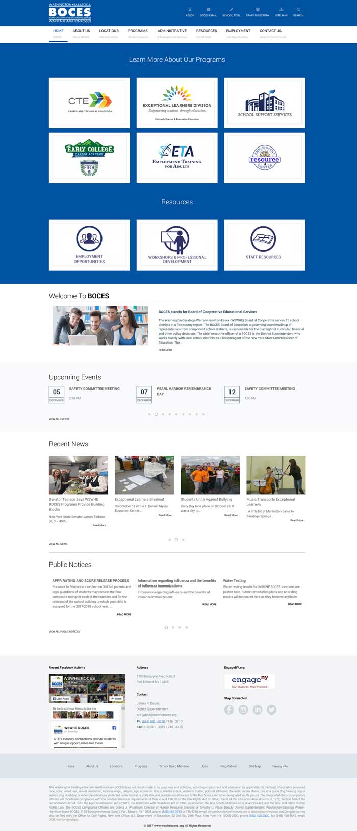 WSWHE BOCES homepage