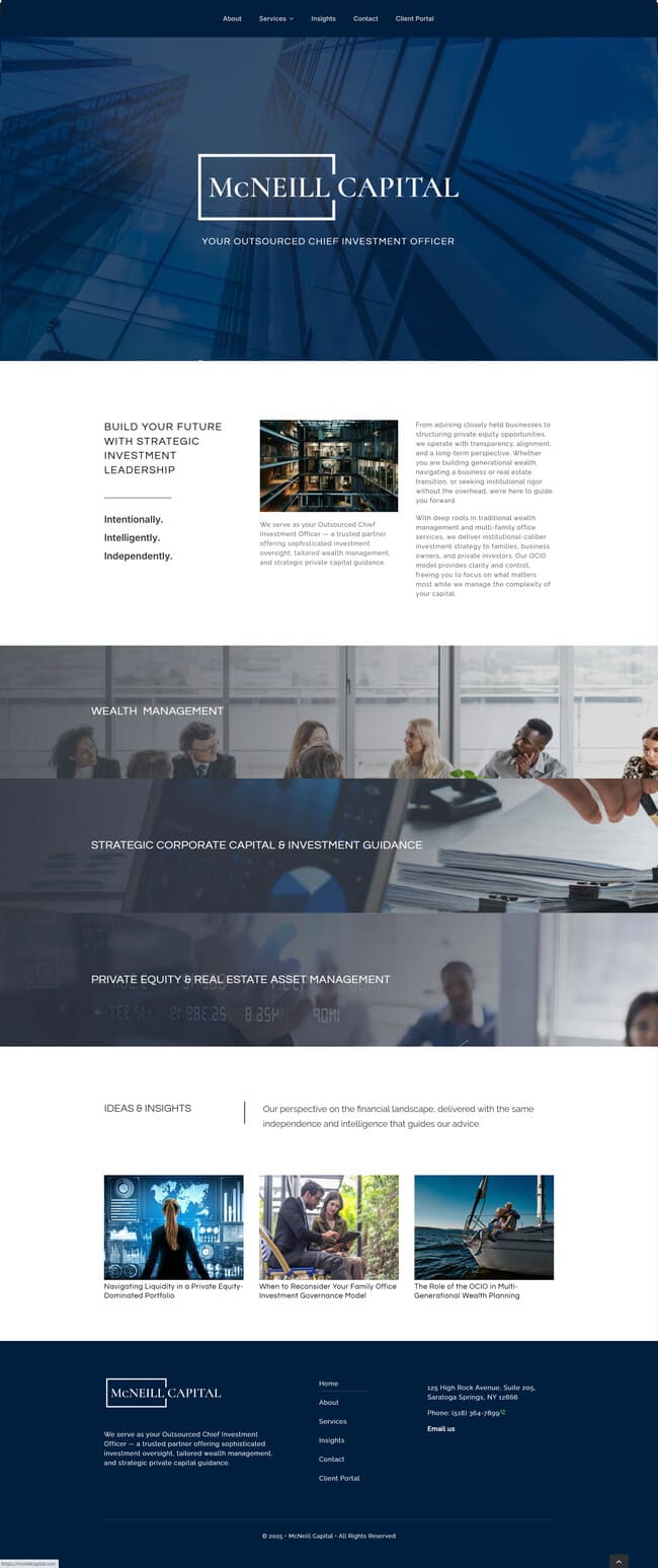 McNeill Capital Website redesign homepage
